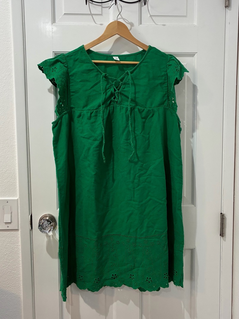 Old Navy Green Lace-Up Eyelet Dress, XL